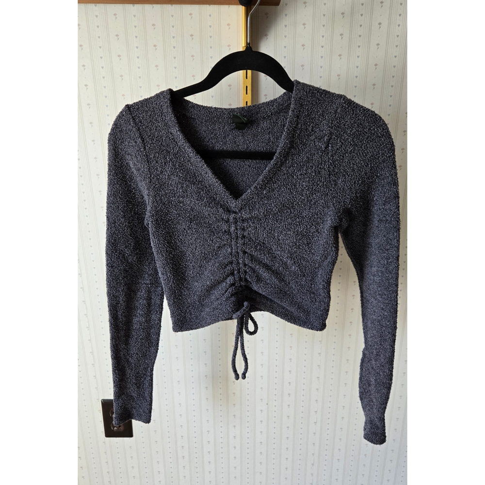 Wild Fable Dark Gray Ruched Crop Top